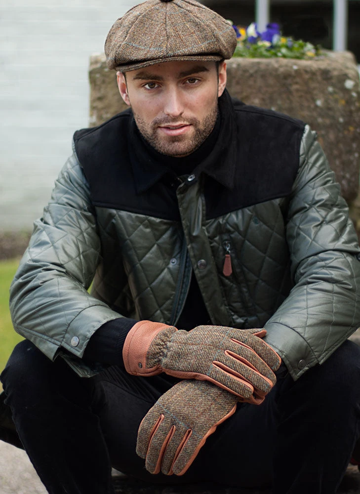 Men's Cashmere-Lined Abraham Moon Tweed And Deerskin Leather Gloves 2 Men's Cashmere-Lined Abraham Moon Tweed And Deerskin Leather Gloves - Image 2