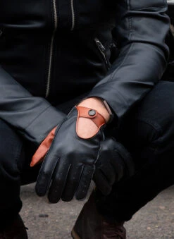 Men's Leather Driving Gloves With Colour Contrast Details -Dents Luxury Accessories Sales 5 9051 tan