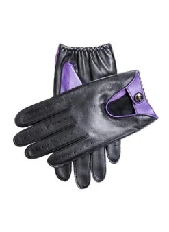Men's Leather Driving Gloves With Colour Contrast Details -Dents Luxury Accessories Sales 5 9051 20amethyst