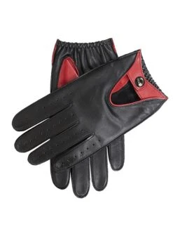 Men's Leather Driving Gloves With Colour Contrast Details