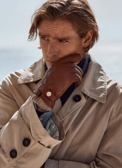 Men's Wool-Lined Quilted Leather Gloves With Knitted Cuffs -Dents Luxury Accessories Sales 5 9053 Model