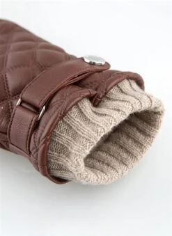 Men's Wool-Lined Quilted Leather Gloves With Knitted Cuffs -Dents Luxury Accessories Sales 5 9053 202