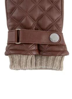 Men's Wool-Lined Quilted Leather Gloves With Knitted Cuffs -Dents Luxury Accessories Sales 5 9053 203
