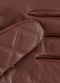 Men's Wool-Lined Quilted Leather Gloves With Knitted Cuffs -Dents Luxury Accessories Sales 5 9053 204