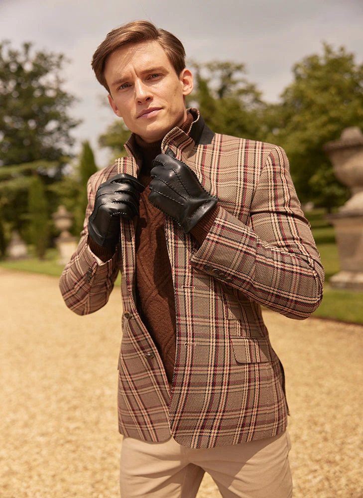 Men's Touchscreen Handsewn Three-Point Cashmere-Lined Leather Gloves 2 Men's Touchscreen Handsewn Three-Point Cashmere-Lined Leather Gloves - Image 2