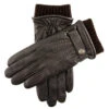 Men's Touchscreen Three-Point Wool Blend-Lined Leather Gloves