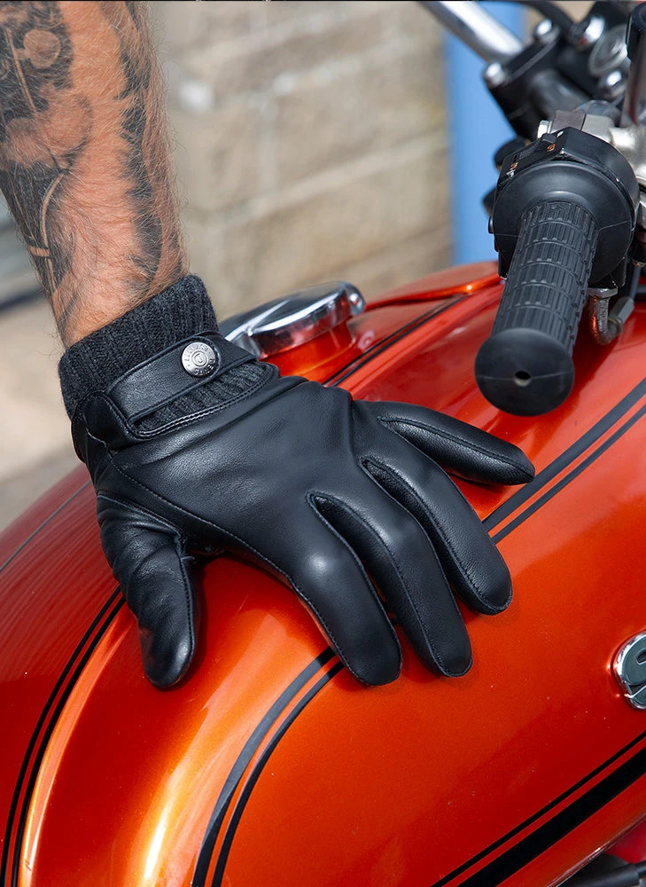 Men's Touchscreen Lined Leather Gloves With Knitted Cuffs 2 Men's Touchscreen Lined Leather Gloves With Knitted Cuffs - Image 2