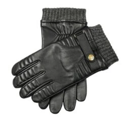 Men’s Touchscreen Lined Leather Gloves With Stitch Detail
