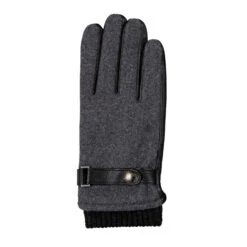 Men’s Touchscreen Lined Flannel And Leather Gloves -Dents Luxury Accessories Sales 5 9314 Charcoal Black 2