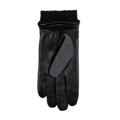 Men’s Touchscreen Lined Flannel And Leather Gloves -Dents Luxury Accessories Sales 5 9314 Charcoal Black 3