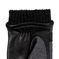 Men’s Touchscreen Lined Flannel And Leather Gloves -Dents Luxury Accessories Sales 5 9314 Charcoal Black 5