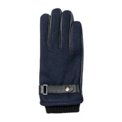 Men’s Touchscreen Lined Flannel And Leather Gloves -Dents Luxury Accessories Sales 5 9314 Navy Black 2
