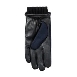 Men’s Touchscreen Lined Flannel And Leather Gloves -Dents Luxury Accessories Sales 5 9314 Navy Black 3