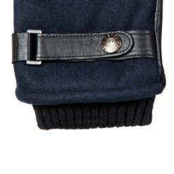 Men’s Touchscreen Lined Flannel And Leather Gloves -Dents Luxury Accessories Sales 5 9314 Navy Black 4