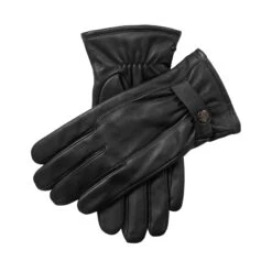 Men’s Touchscreen Lined Leather Gloves With Contrast Stitching -Dents Luxury Accessories Sales 5 9515 Black 1