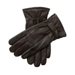 Men’s Touchscreen Lined Leather Gloves With Contrast Stitching