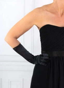 Women's Long Below-Elbow Satin Gloves -Dents Luxury Accessories Sales 6 2102 black