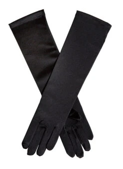Women's Long Below-Elbow Satin Gloves -Dents Luxury Accessories Sales 6 2102Black