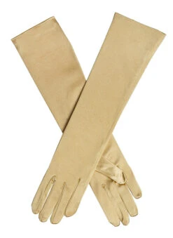 Women's Long Below-Elbow Satin Gloves -Dents Luxury Accessories Sales 6 2102Gold