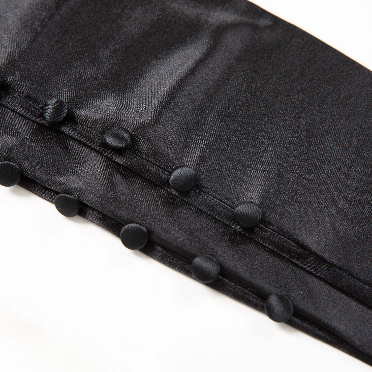 Women's Long Below-Elbow Satin Gloves With Buttons 3 Women's Long Below-Elbow Satin Gloves With Buttons - Image 3