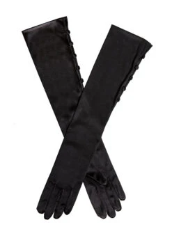 Women's Long Below-Elbow Satin Gloves With Buttons