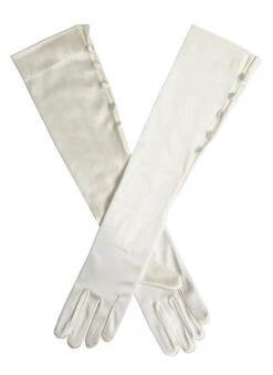 Women's Long Below-Elbow Satin Gloves With Buttons 9 Women's Long Below-Elbow Satin Gloves With Buttons -Dents Luxury Accessories Sales 6 2107Ivory