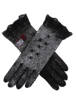 Women's Cotton Crochet Gloves -Dents Luxury Accessories Sales 6 2114Black
