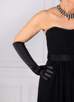 Women's Long Above-Elbow Satin Gloves -Dents Luxury Accessories Sales 6 2181 black