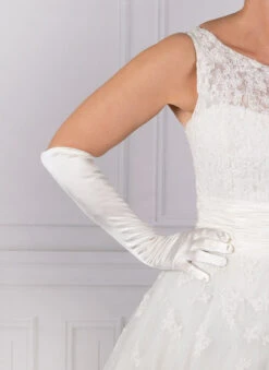 Women's Long Above-Elbow Satin Gloves -Dents Luxury Accessories Sales 6 2181 white 2