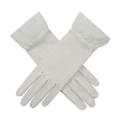 Women’s Tulle Gloves With Frilled Cuff -Dents Luxury Accessories Sales 6 2240 Ivory 1