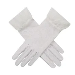 Women’s Tulle Gloves With Frilled Cuff -Dents Luxury Accessories Sales 6 2240 White 1