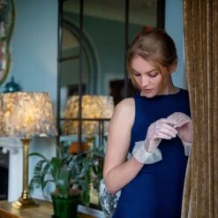 Women’s Tulle Gloves With Frilled Cuff -Dents Luxury Accessories Sales 6 2240Ivory 2