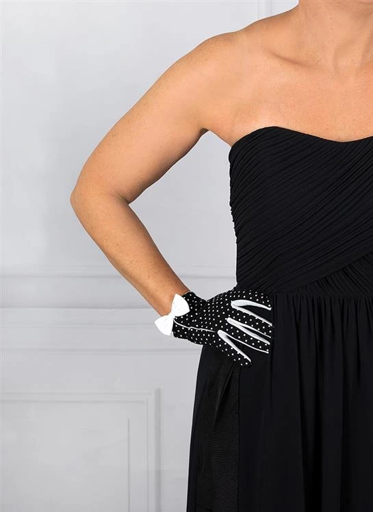 Women's Spotted Cotton Gloves With Side Bow And Trim 5 Women's Spotted Cotton Gloves With Side Bow And Trim - Image 5