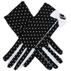 Women's Spotted Cotton Gloves With Side Bow And Trim 8 Women's Spotted Cotton Gloves With Side Bow And Trim -Dents Luxury Accessories Sales 6 2287BlackWhite
