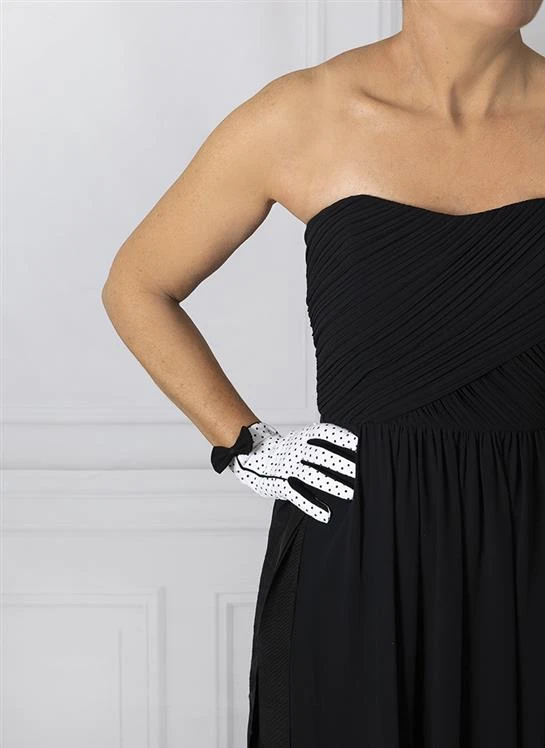 Women's Spotted Cotton Gloves With Side Bow And Trim 2 Women's Spotted Cotton Gloves With Side Bow And Trim - Image 2