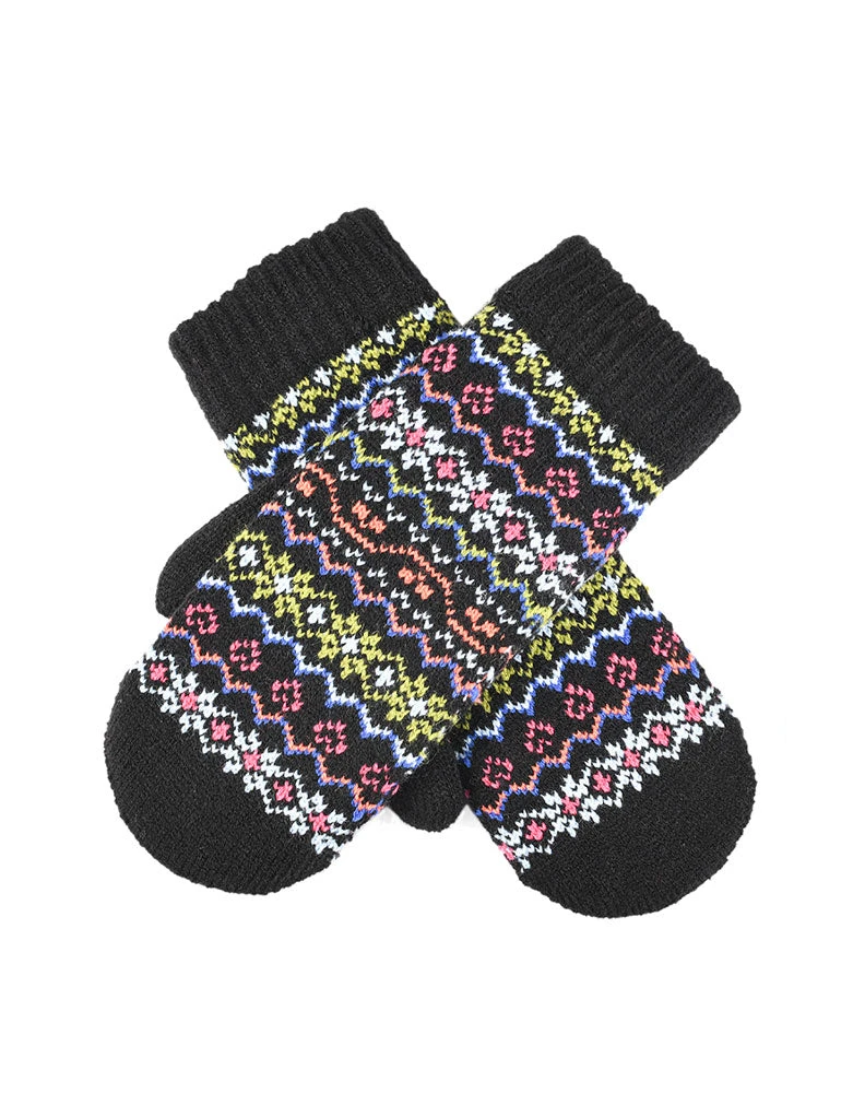 Women’s Jacquard Multi-Colour Fair Isle Knitted Mittens 3 Women’s Jacquard Multi-Colour Fair Isle Knitted Mittens - Image 3