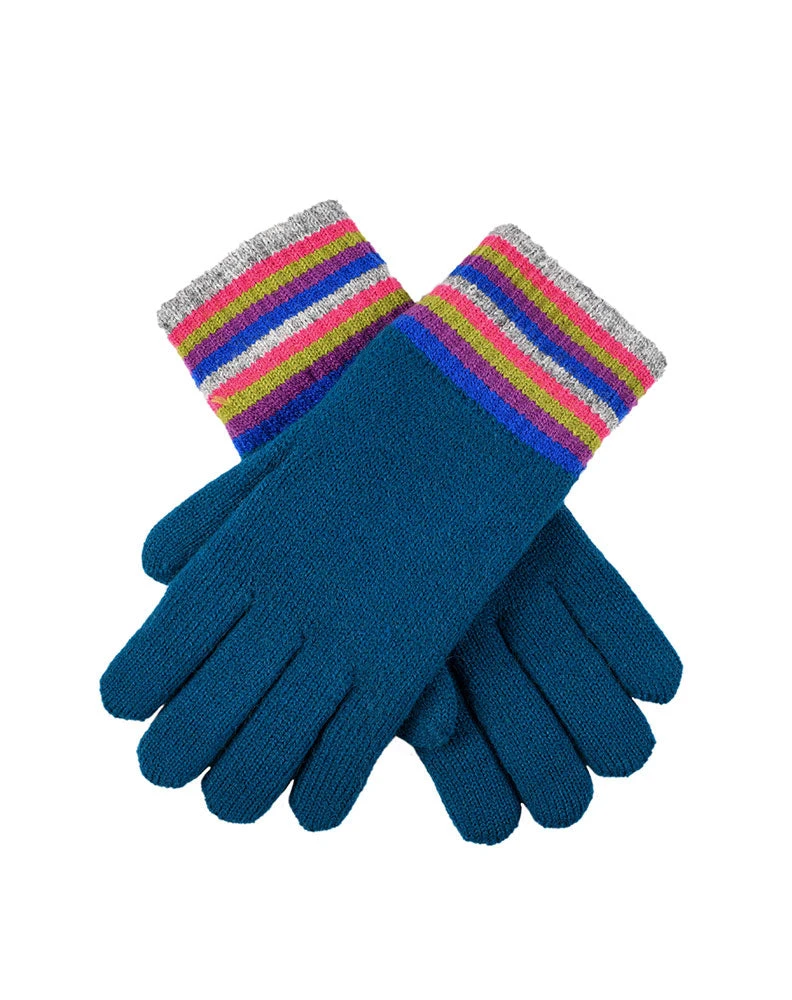 Women’s Knitted Gloves With Neon Striped Cuffs 1 Women’s Knitted Gloves With Neon Striped Cuffs