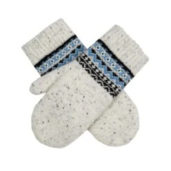 Women’s Jacquard Fair Isle Knitted Mittens -Dents Luxury Accessories Sales 6 3273 Winter White