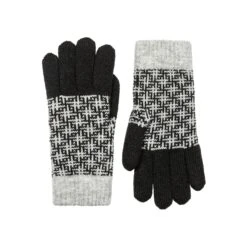 Women’s Jacquard Knitted Gloves With Hash Symbol Pattern -Dents Luxury Accessories Sales 6 3275 Black Dove Grey 1