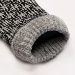 Women’s Jacquard Knitted Gloves With Hash Symbol Pattern -Dents Luxury Accessories Sales 6 3275 Black Dove Grey 8