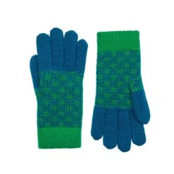 Women’s Jacquard Knitted Gloves With Hash Symbol Pattern -Dents Luxury Accessories Sales 6 3275 Teal Emerald 1