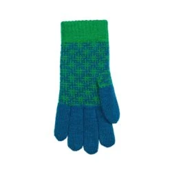 Women’s Jacquard Knitted Gloves With Hash Symbol Pattern -Dents Luxury Accessories Sales 6 3275 Teal Emerald 3