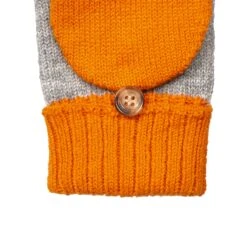 Women’s Two-Tone Fingerless Gloves With Mitten Flap -Dents Luxury Accessories Sales 6 3276 Dove Grey Tangerine 4