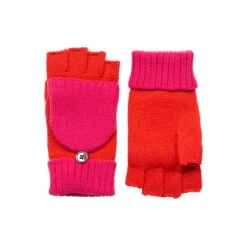 Women’s Two-Tone Fingerless Gloves With Mitten Flap -Dents Luxury Accessories Sales 6 3276 Pink Berry 1