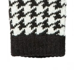 Women’s Jacquard Knitted Gloves With Dogtooth Pattern -Dents Luxury Accessories Sales 6 3282 Black Winter White 4