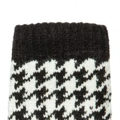Women’s Jacquard Knitted Gloves With Dogtooth Pattern -Dents Luxury Accessories Sales 6 3282 Black Winter White 5