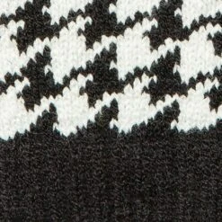 Women’s Jacquard Knitted Gloves With Dogtooth Pattern -Dents Luxury Accessories Sales 6 3282 Black Winter White 7