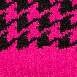 Women’s Jacquard Knitted Gloves With Dogtooth Pattern -Dents Luxury Accessories Sales 6 3282 Fuchsia Black 7