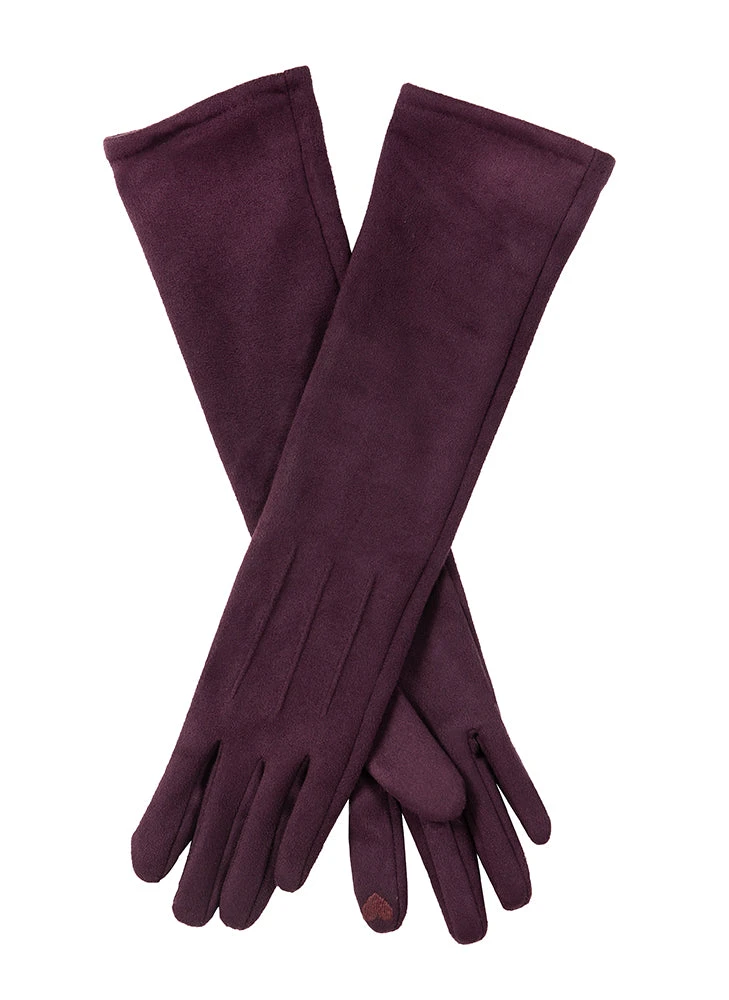 Women’s Touchscreen Long Below-Elbow Velour-Lined Faux Suede Gloves 1 Women’s Touchscreen Long Below-Elbow Velour-Lined Faux Suede Gloves