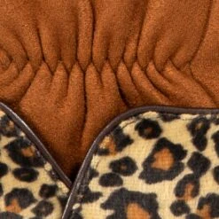Women’s Touchscreen Velour-Lined Faux Suede Gloves With Faux Fur Leopard Print Cuffs -Dents Luxury Accessories Sales 6 4276 Cognac 7